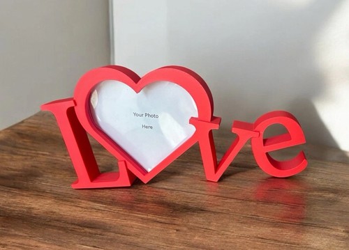Love red heart plastic photo - red,